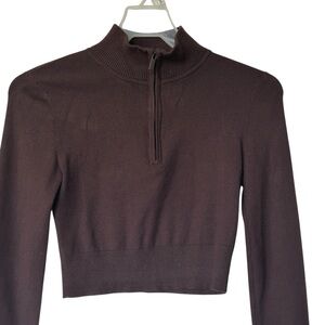 Aritzia Sunday Best Sweater S cropped chocolates Brown Half-Zip street wear